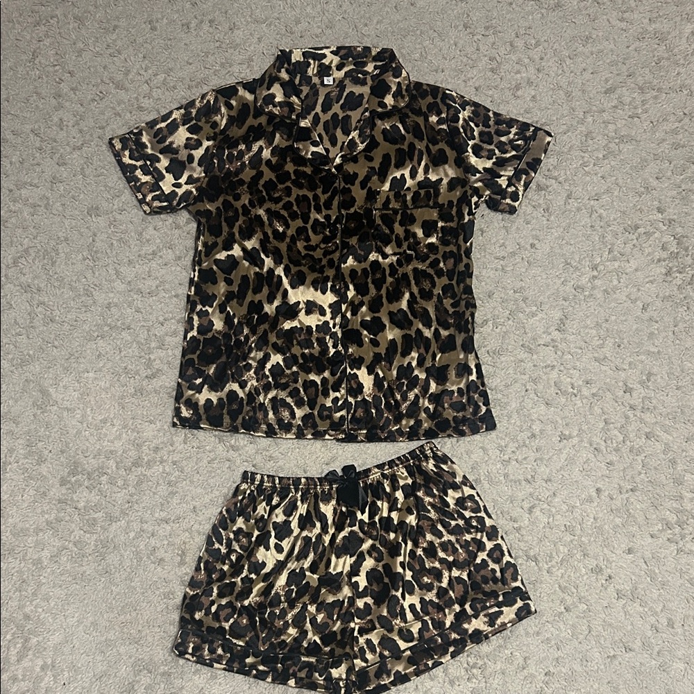 Leopard Print Kids Pajama Set